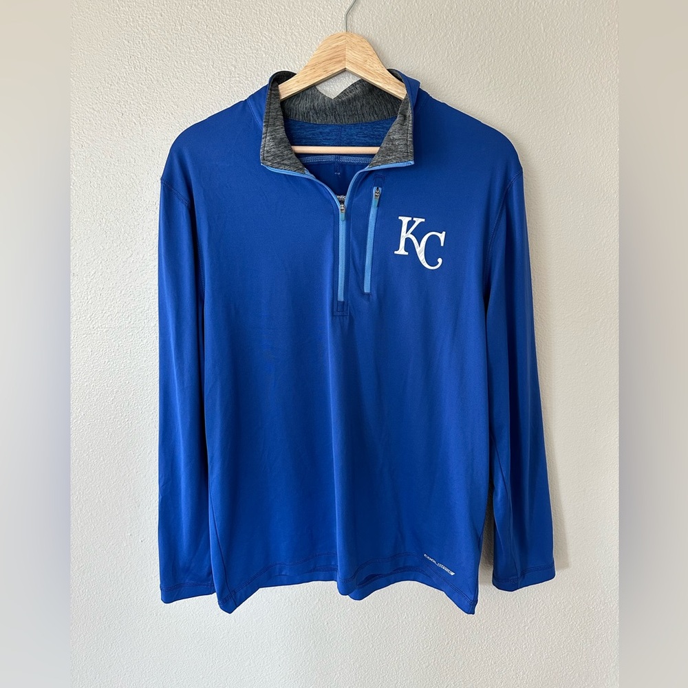 Kansas City Royals Majestic Half Zip Pullover Jacket Royal Blue Size M